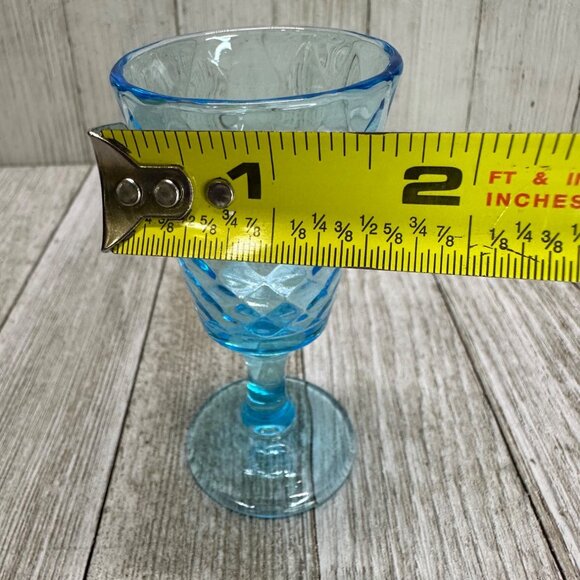 Vtg EAPG Bryce Brothers Style Shot Glass Diamond Quilted Aqua Blue Glass 4" Tall - Picture 11 of 11